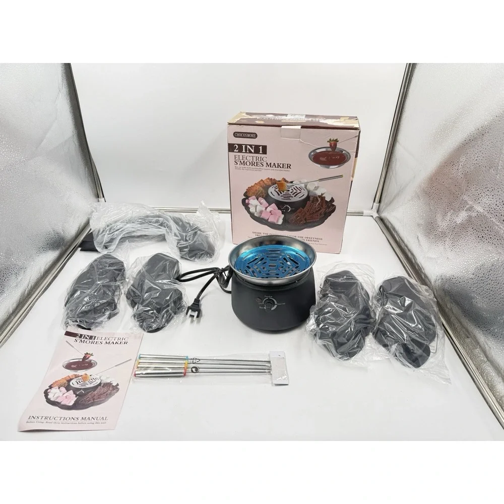 2 in 1 Electric S'mores Maker & Fondue Pot, Tabletop Indoor Smores kit with 4...